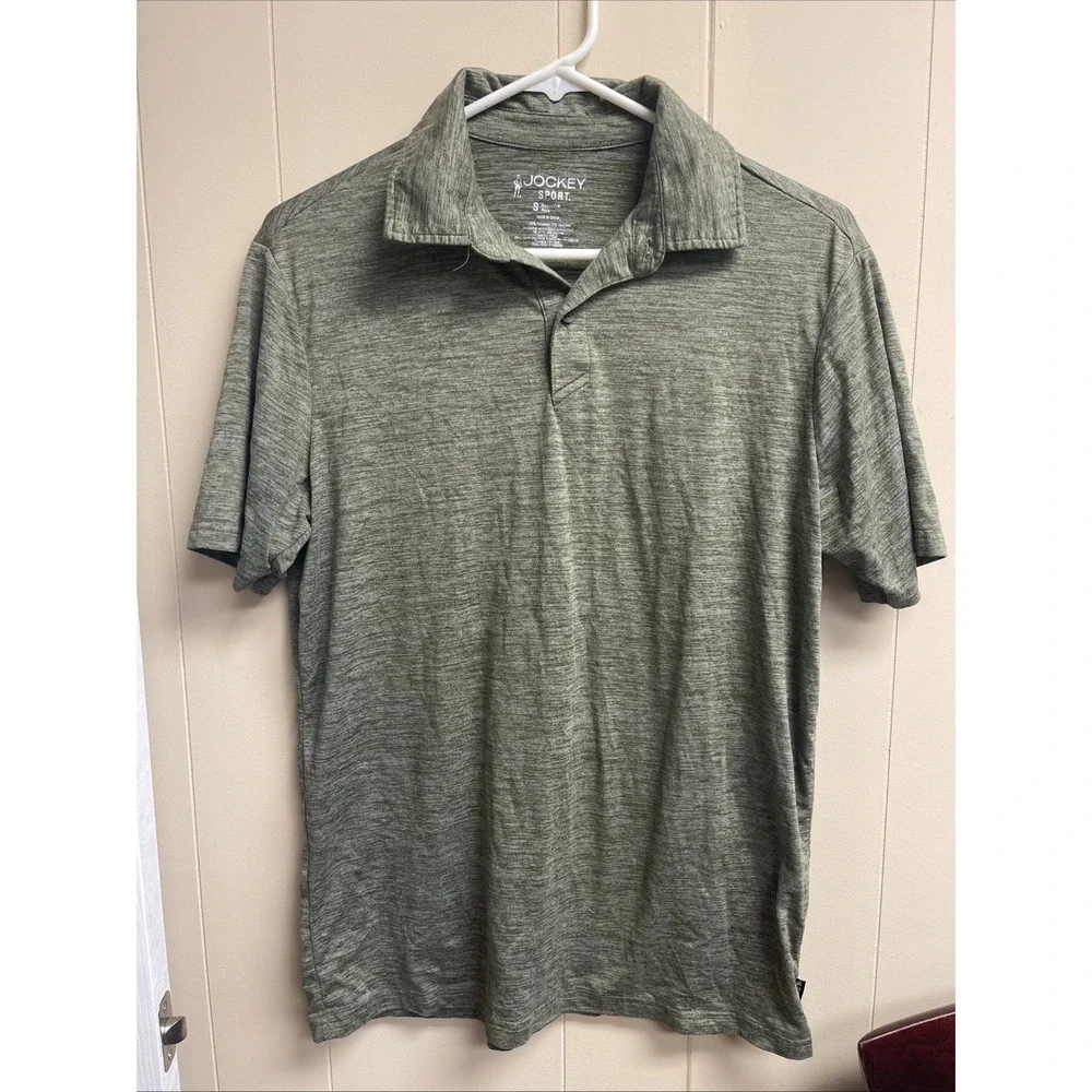 Jockey Sport‎ Polo Boys SZ 8 Heather Olive Green Soft Cozy